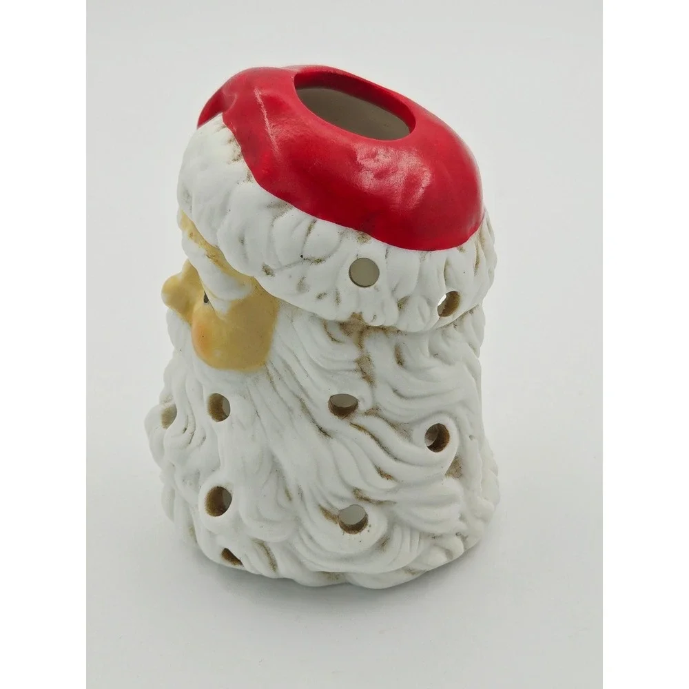 Vintage Ceramic Santa Head Tealight Candle Holder AGC 4